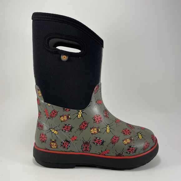 Bogs Classic II Bugs Rain Boots Youth Girls Size 3 Ladybugs Rubber Pull On - Picture 1 of 11